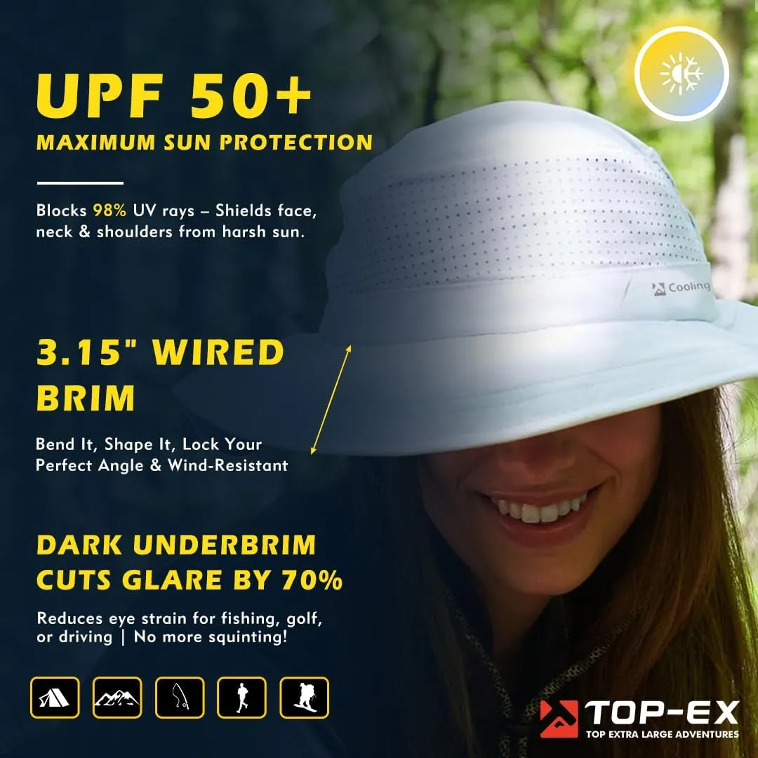 TOP-EX XL/XXL UPF 50  Wide Brim Sun Hat for Men and Women – Advanced Cooling & Ultra-Breathable for Outdoor Comfort