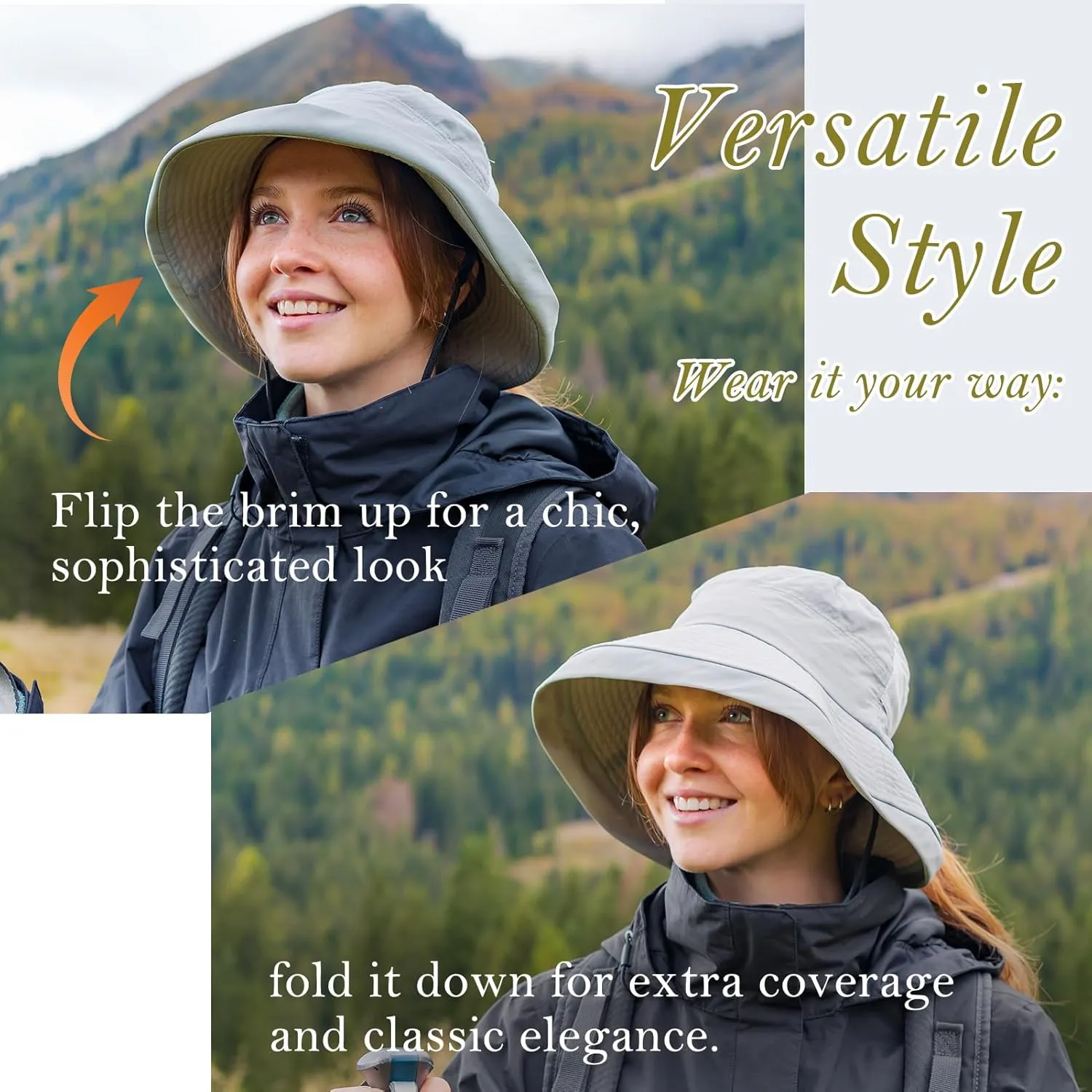 TOP-EX XL/XXL Women’s Wide Brim Bucket Sun Hat with Ponytail Hole UPF 50 Summer Packable Sunhat for Travel Beach Outdoor