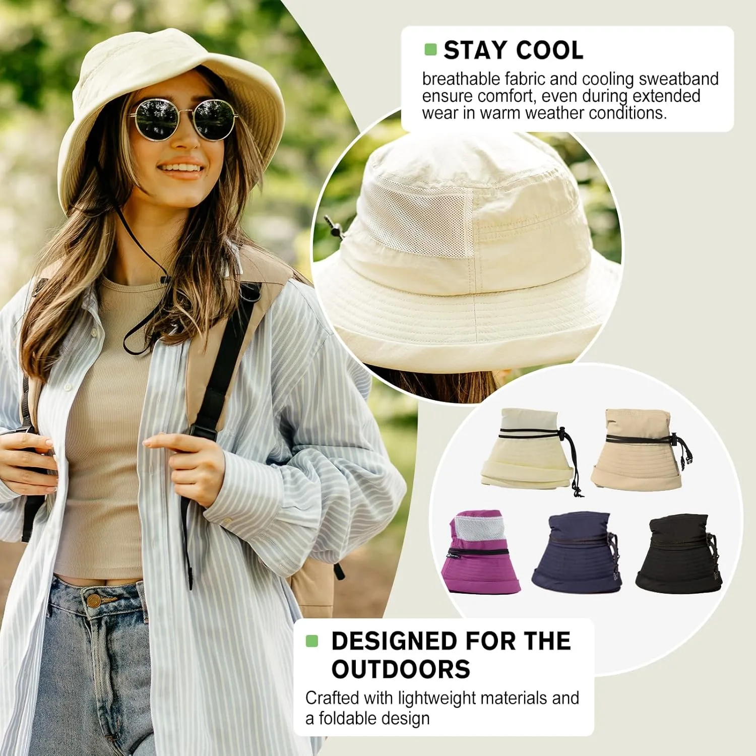 TOP-EX XL/XXL Women’s Wide Brim Bucket Sun Hat with Ponytail Hole UPF 50 Summer Packable Sunhat for Travel Beach Outdoor