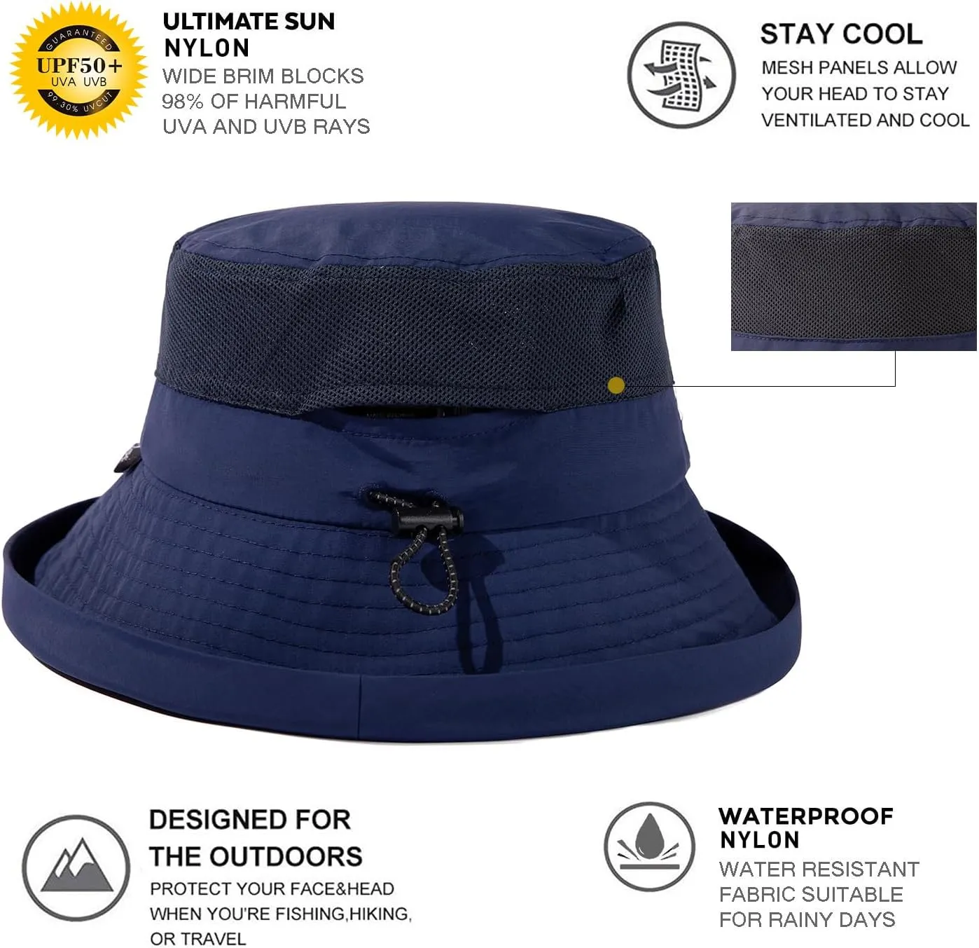 TOP-EX XL/XXL Women’s Wide Brim Bucket Sun Hat with Ponytail Hole UPF 50 Summer Packable Sunhat for Travel Beach Outdoor