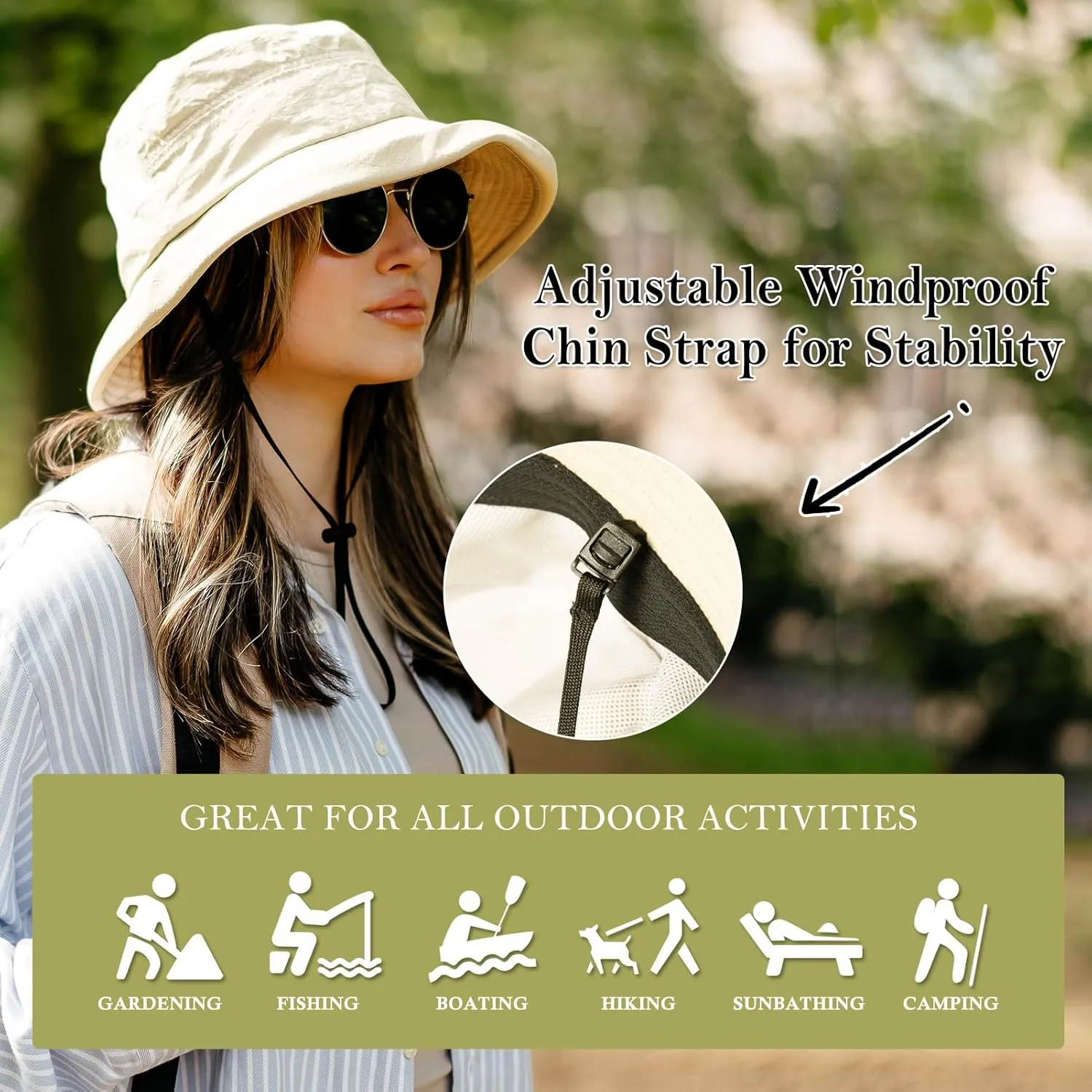 TOP-EX XL/XXL Women’s Wide Brim Bucket Sun Hat with Ponytail Hole UPF 50 Summer Packable Sunhat for Travel Beach Outdoor