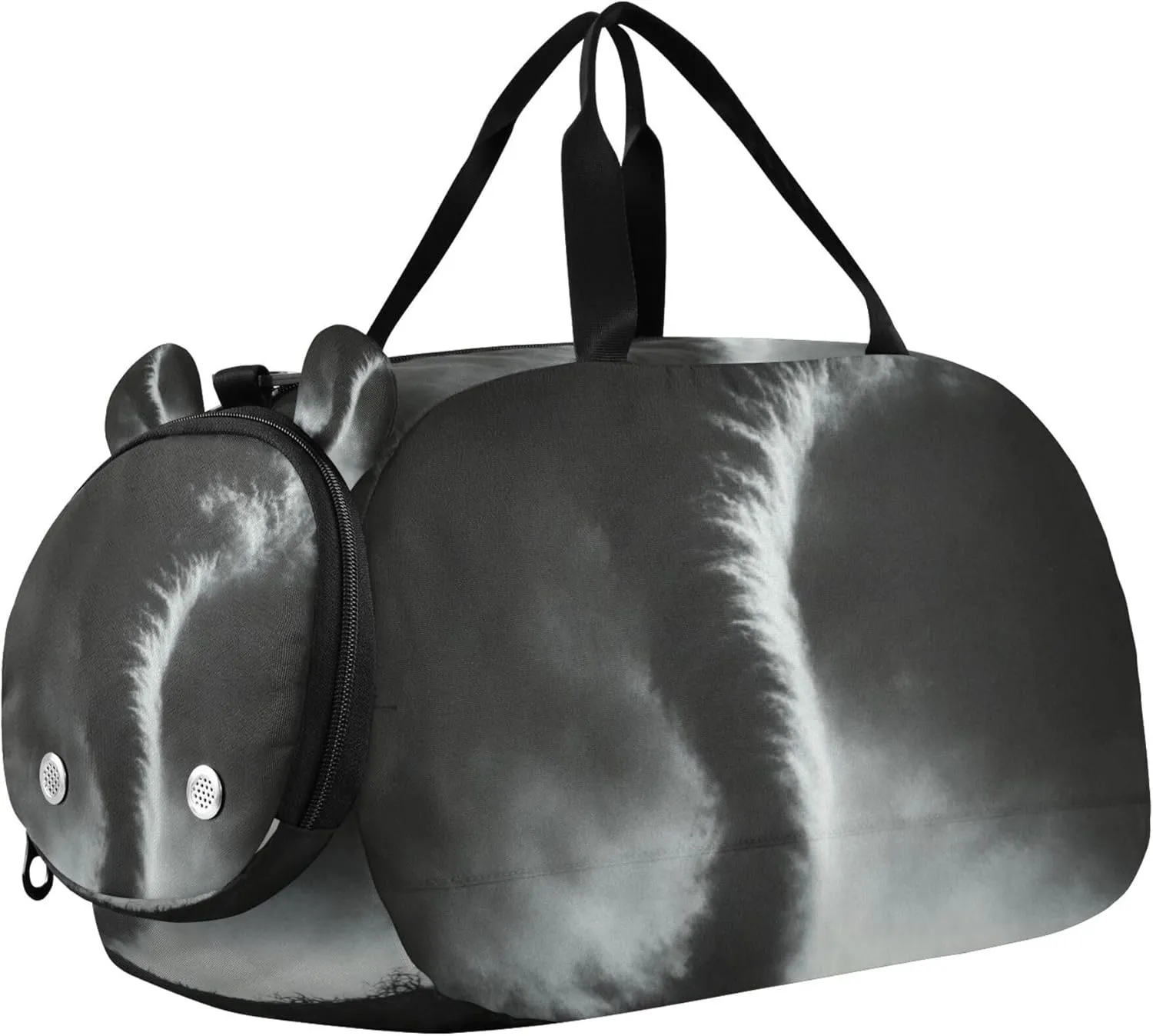 Tornado Dark Black Duffle Bag for Kids Girls Boys, Sports Gym Bag with Shoe Compartments, Kids Travel Overnight Weekender Shoulder Bag