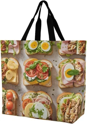 Tote Bag for Women Sandwich Encyclopedia Grocery Bags Shopping Bag Large Capacity Shoulder Bag for Travel Work