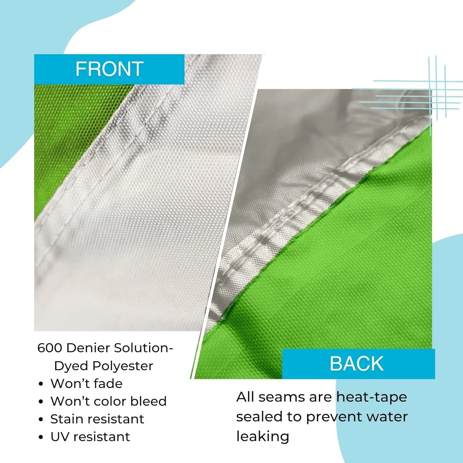 Trailerable Jet Ski Cover, Heavy Duty Waterproof Marine Grade 600D Solution-Dyed Polyester PWC Cover, Fits from 136" to 145" 3 Seater, Two Tone Green/Gray Color