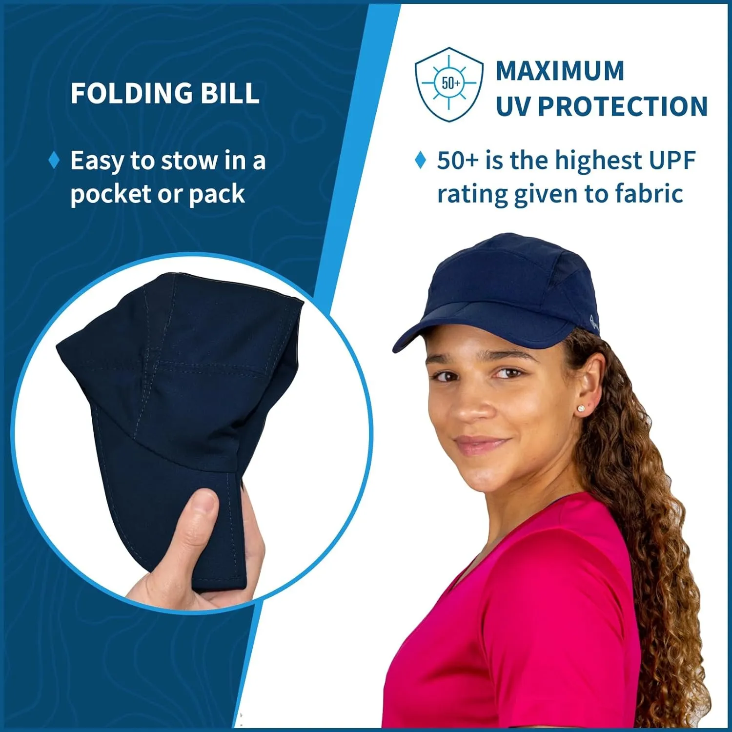 TrailHeads Folding Bill Running Hat for Women | Summer Cap with UV Protection
