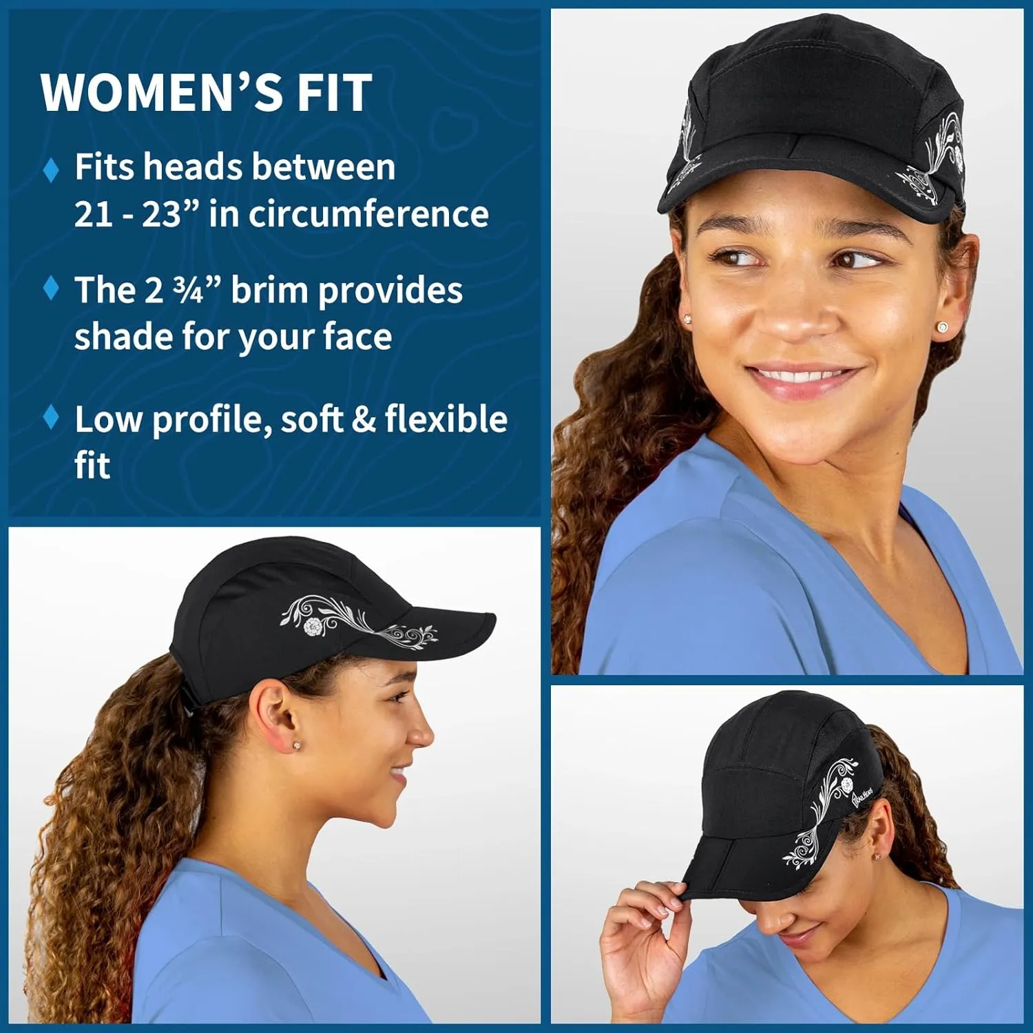 TrailHeads Folding Bill Running Hat for Women | Summer Cap with UV Protection