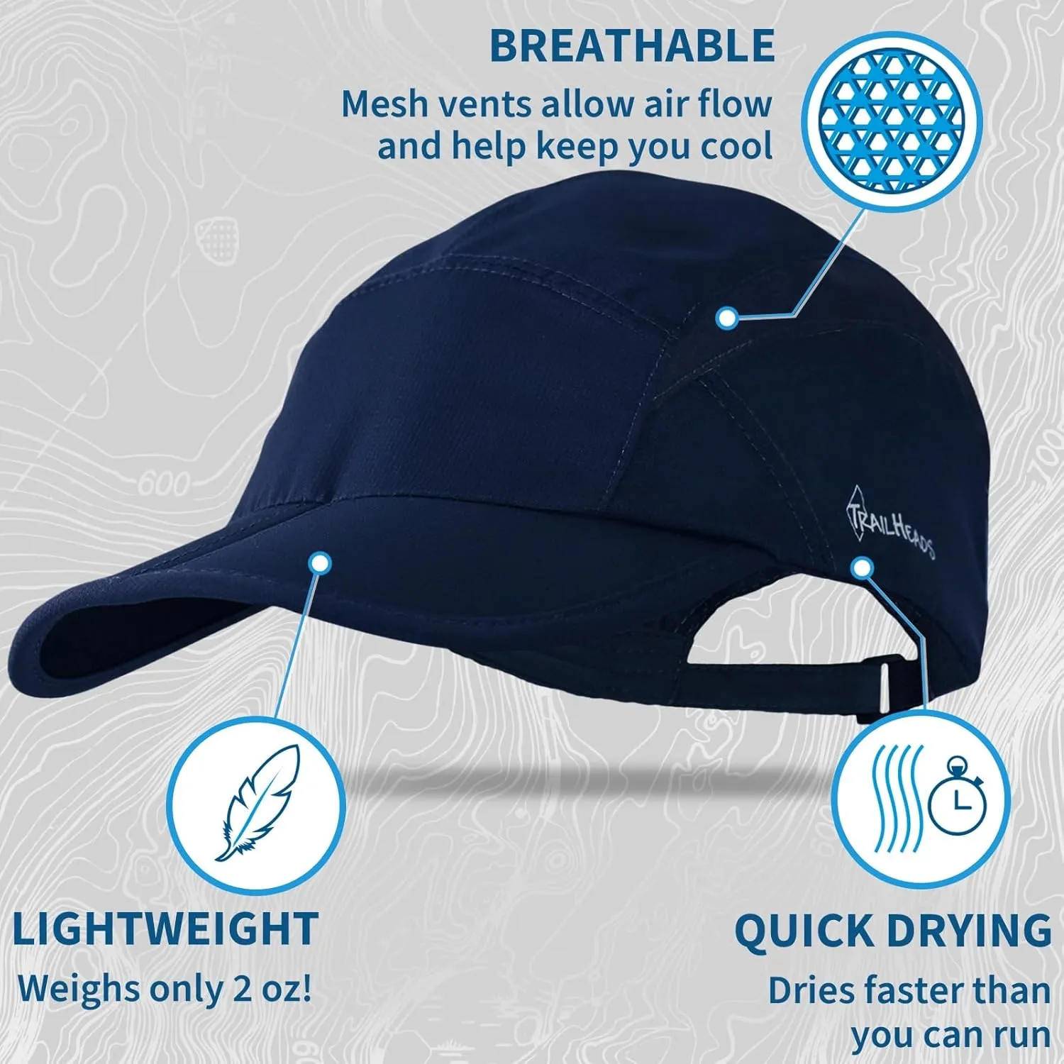 TrailHeads Folding Bill Running Hat for Women | Summer Cap with UV Protection