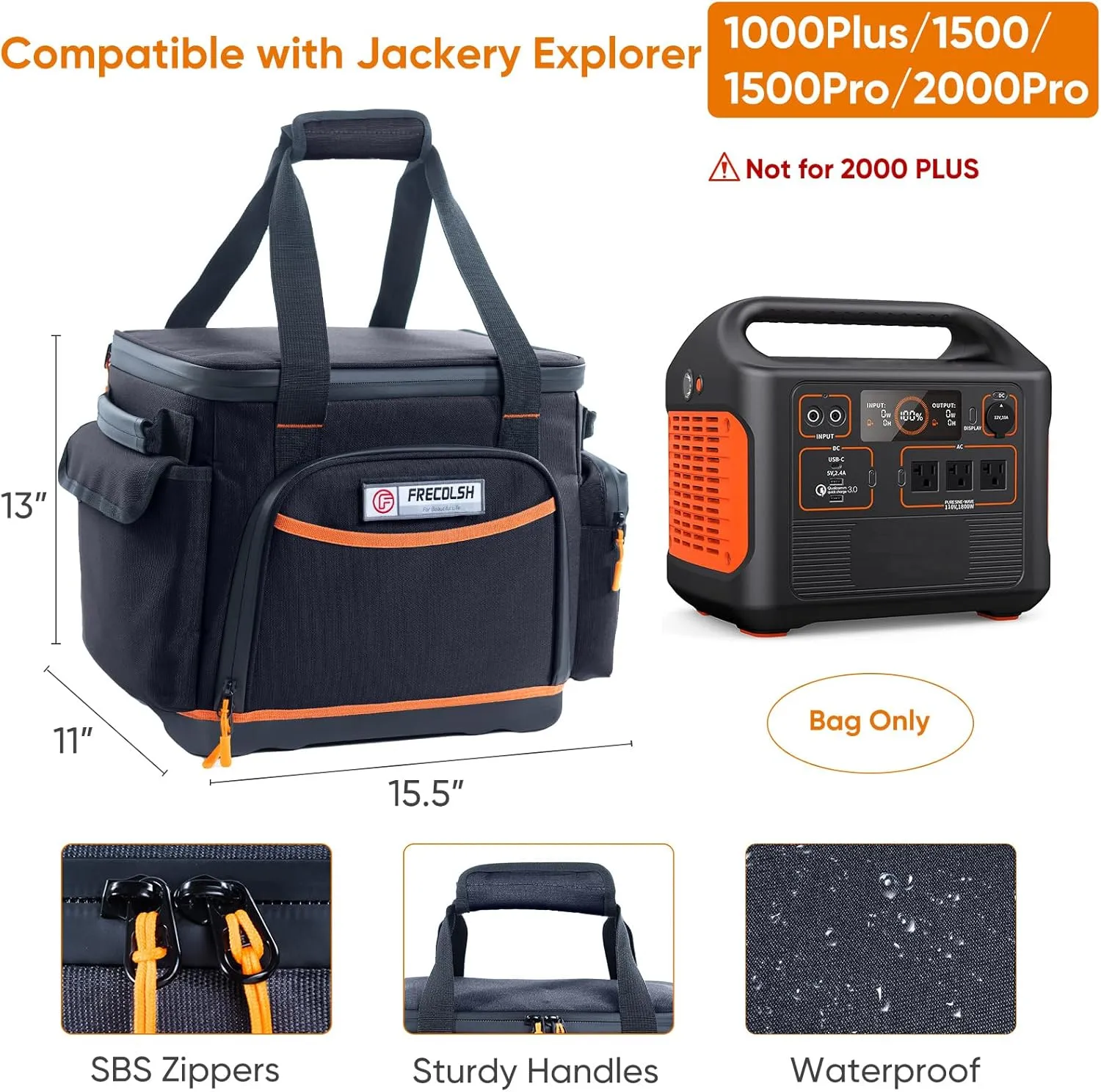 Travel Carrying Case Compatible with Jackery Explorer 1500, Portable Power Station Storage Case with Water- proof Bottom and Pocket for Jackery Accessories Solar Generator, Storage Bag Only