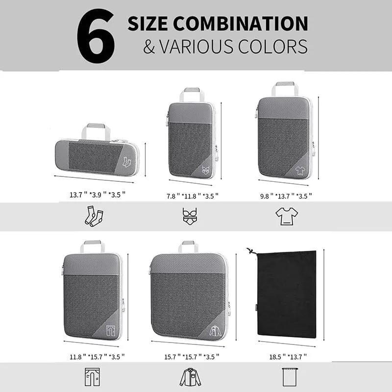 Travel Compressible Storage Bag Storage Bag Set with Shoe Bag Mesh Visual Luggage Storage Organizing Storage Bag (Red, One Size)
