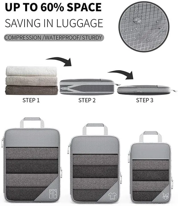 Travel Compressible Storage Bag Storage Bag Set with Shoe Bag Mesh Visual Luggage Storage Organizing Storage Bag (Red, One Size)