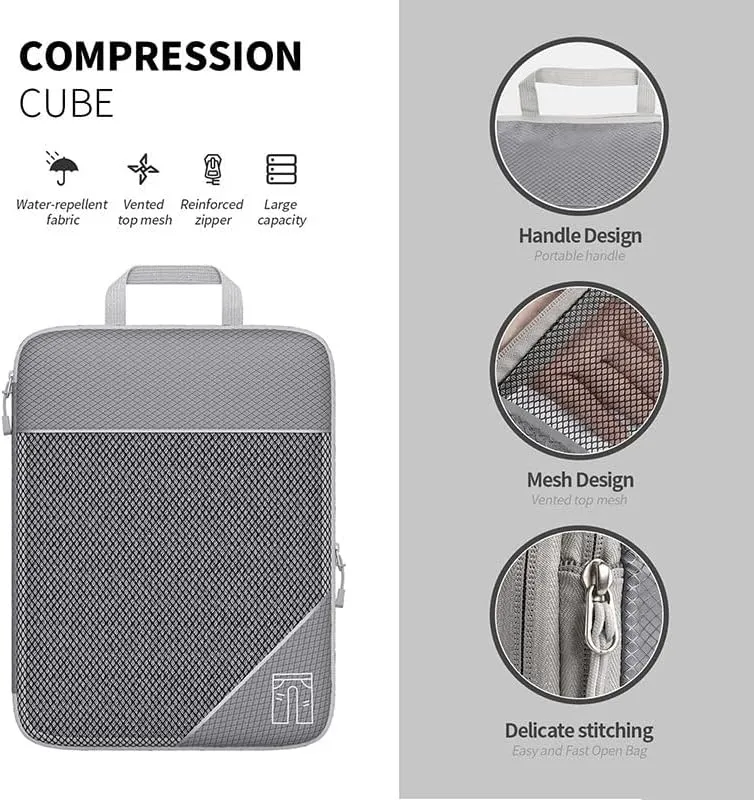 Travel Compressible Storage Bag Storage Bag Set with Shoe Bag Mesh Visual Luggage Storage Organizing Storage Bag (Red, One Size)