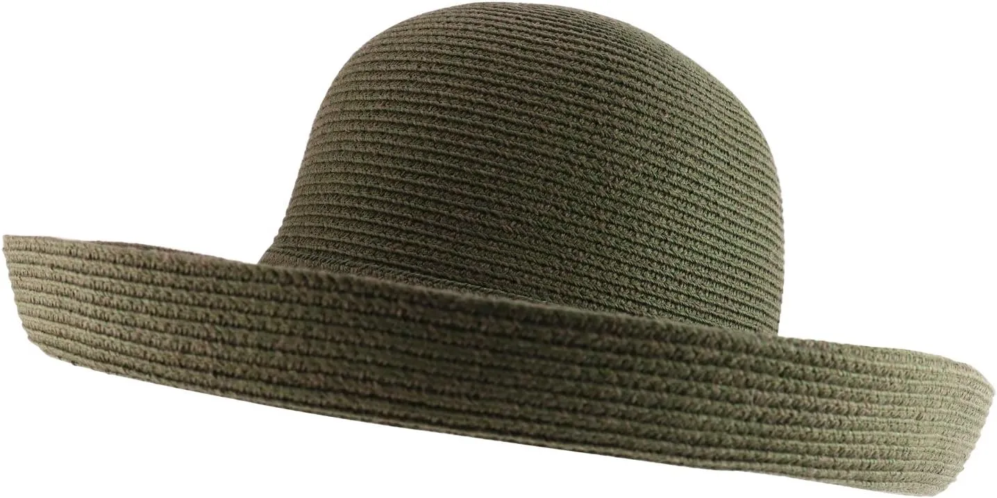 Trendy Apparel Shop Women's UPF 50  Soft Paper Braid Large Kettle Brim Sun Hat