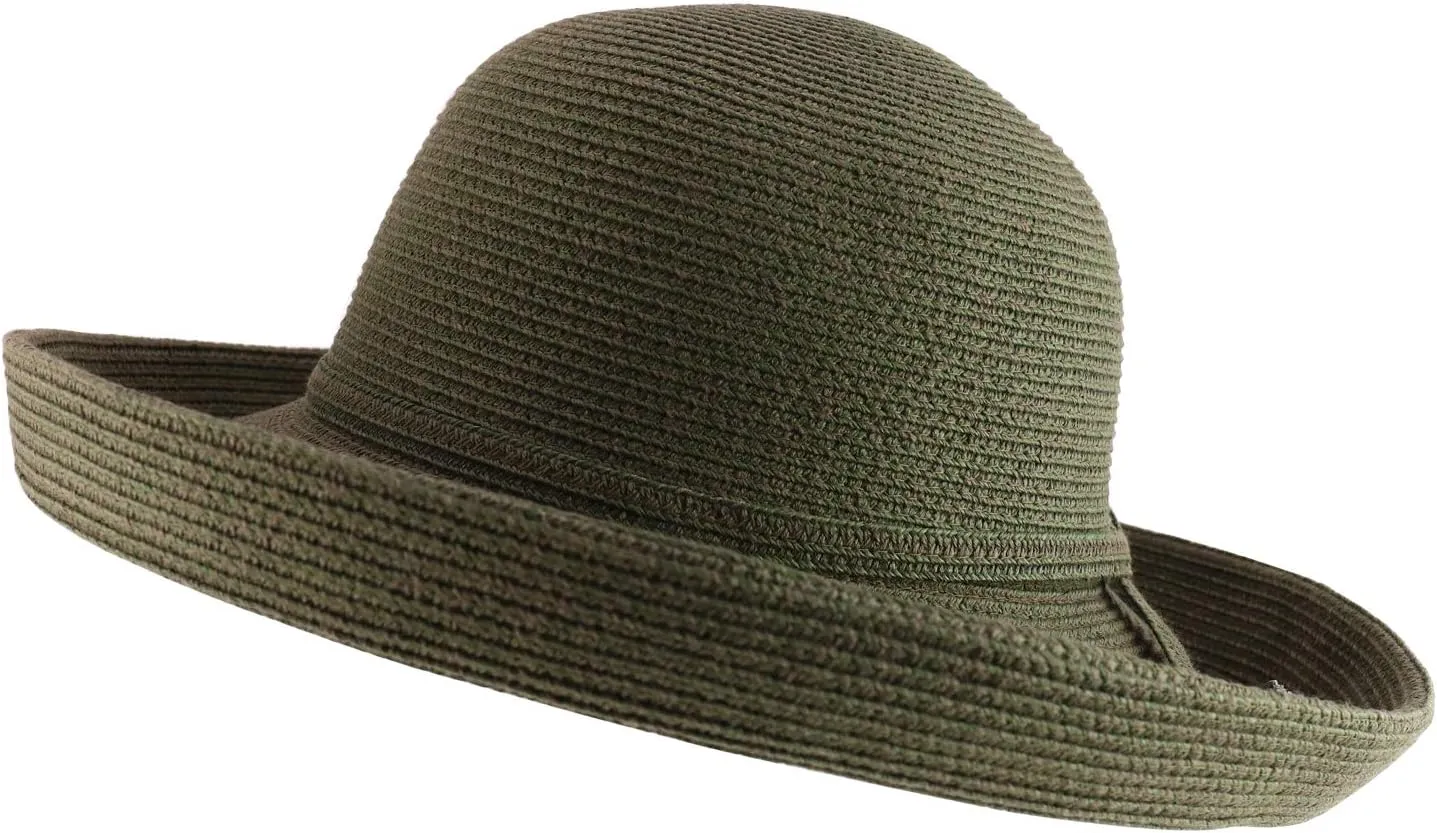 Trendy Apparel Shop Women's UPF 50  Soft Paper Braid Large Kettle Brim Sun Hat