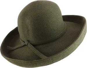 Trendy Apparel Shop Women's UPF 50  Soft Paper Braid Large Kettle Brim Sun Hat