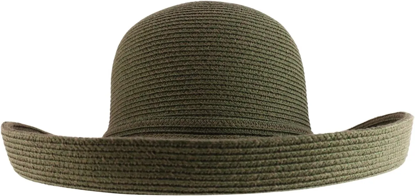 Trendy Apparel Shop Women's UPF 50  Soft Paper Braid Large Kettle Brim Sun Hat