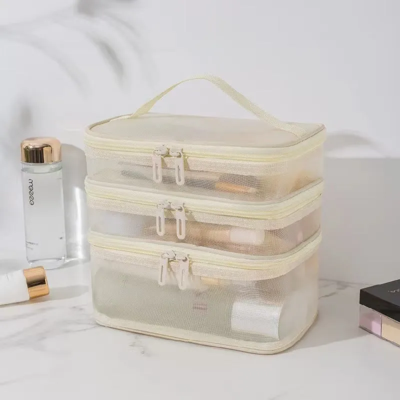 Trendy Large Capacity Mesh Storage Wash Cosmetic Bags