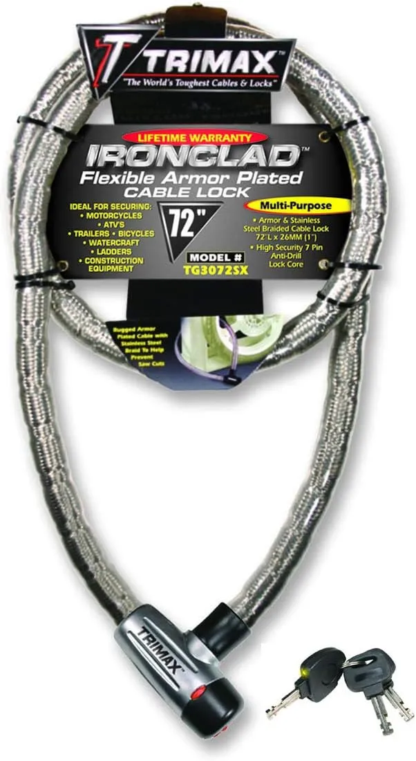 Trimax TG3072SX Supermax Security Armor Plated 72" x 26mm Stainless Steel Locking Cable