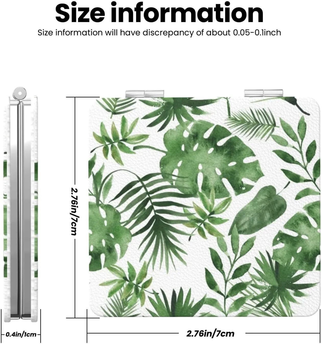 Tropical Monstera Palm Leaf Mini Makeup Mirror Portable Pocket Cosmetic Mirror Folding Compact Mirror