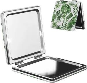 Tropical Monstera Palm Leaf Mini Makeup Mirror Portable Pocket Cosmetic Mirror Folding Compact Mirror