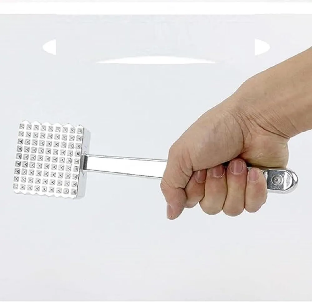 TrueCraftware- 9-7/8" Meat Tenderizer Aluminum Head and Handle- Meat Tenderizer Hammer Dual-side Mallet for Kitchen Heavy Duty Pounder For Tenderizing Steak Beef Chicken and Fish