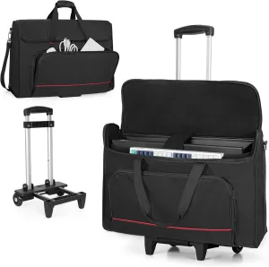 Trunab Rolling Monitor Carry Case for 24 Inch Monitors with Detachable Trolley, Padded Monitor Bag Hold Up to 2 LCD Screens/TVs and Accessories, Black Patented Design