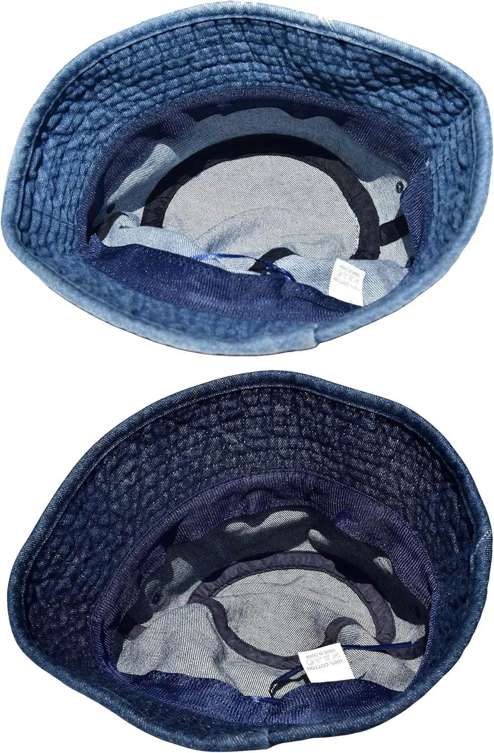 TSSGBL 2 Pack Cotton Denim Bucket Hats Vintage Washed Packable Summer Trendy Beach Travel Sun Caps for Women Men
