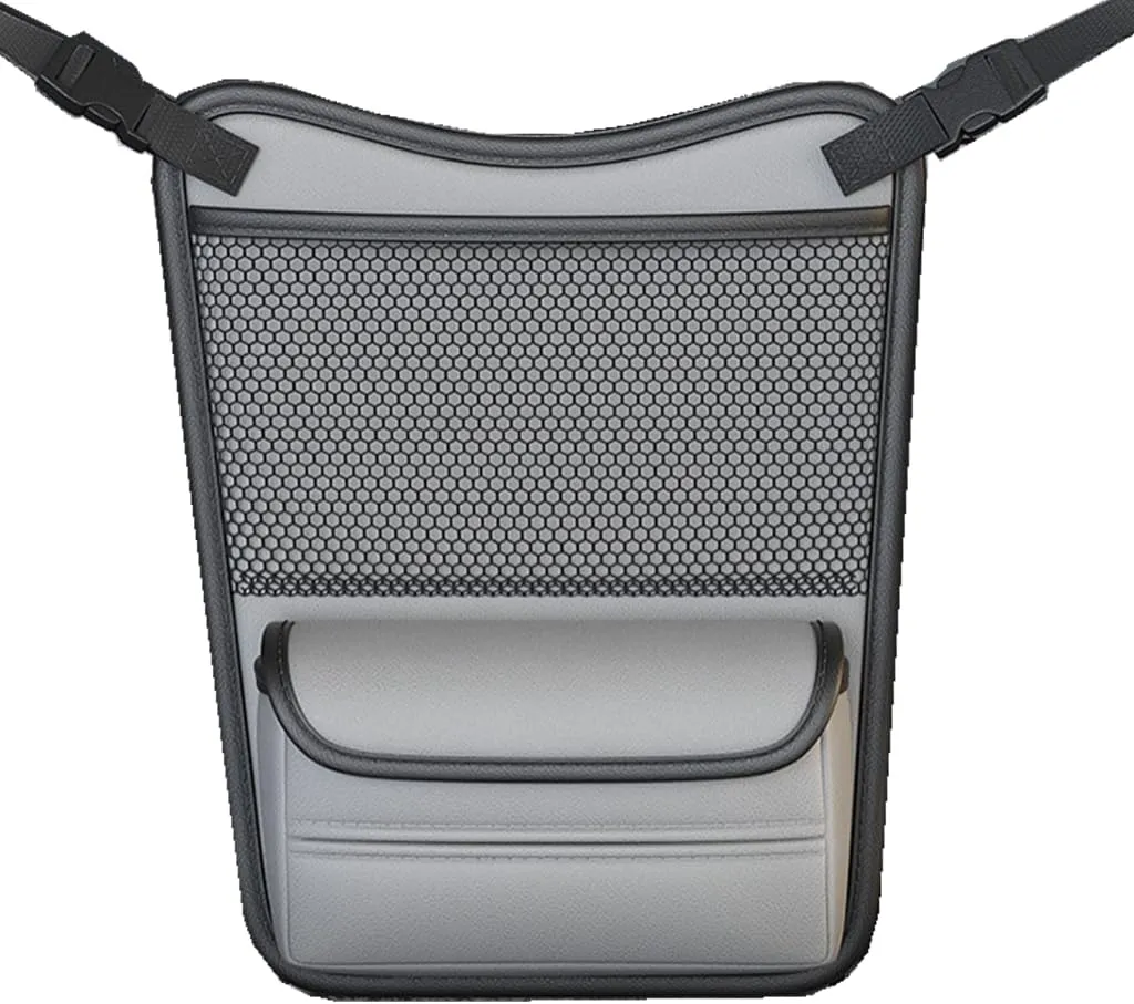 Tumecos Car Armrest Box Storage Leather Auto Middle Seat Hanging Handbag Bag Multifunctional Central Control Tissue Box Organizer（Gray1）