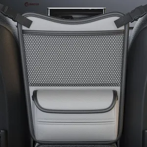 Tumecos Car Armrest Box Storage Leather Auto Middle Seat Hanging Handbag Bag Multifunctional Central Control Tissue Box Organizer（Gray1）