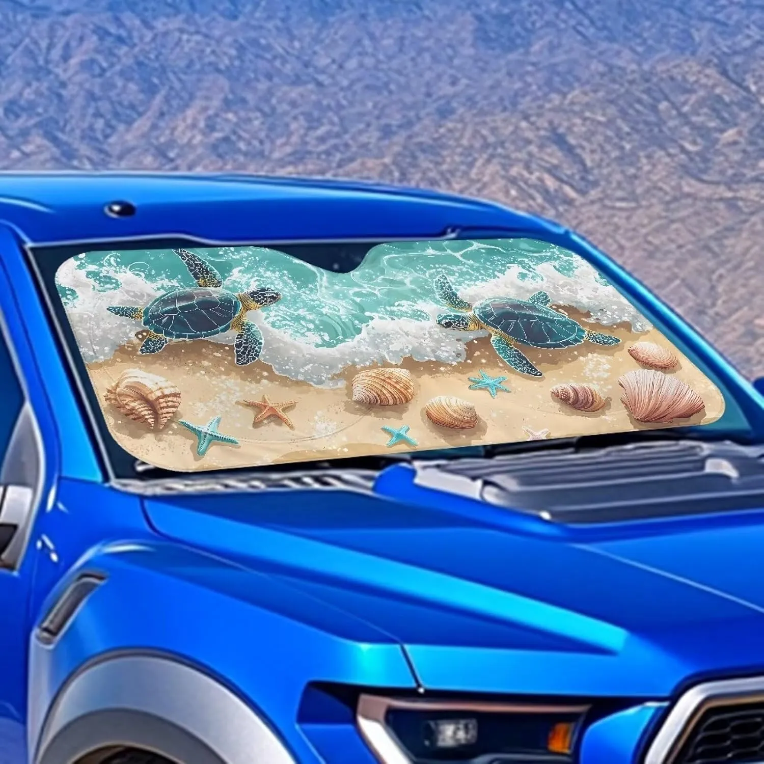 Tuoxiukan Sea Turtle Vehicle Windshield Sun Shade Foldable Automotive Window Sun Blocker Car Accessories Sun Heat UV Rays Visor Protector Protection for Universal Cars SUV Truck