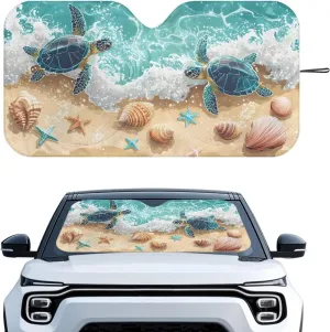 Tuoxiukan Sea Turtle Vehicle Windshield Sun Shade Foldable Automotive Window Sun Blocker Car Accessories Sun Heat UV Rays Visor Protector Protection for Universal Cars SUV Truck