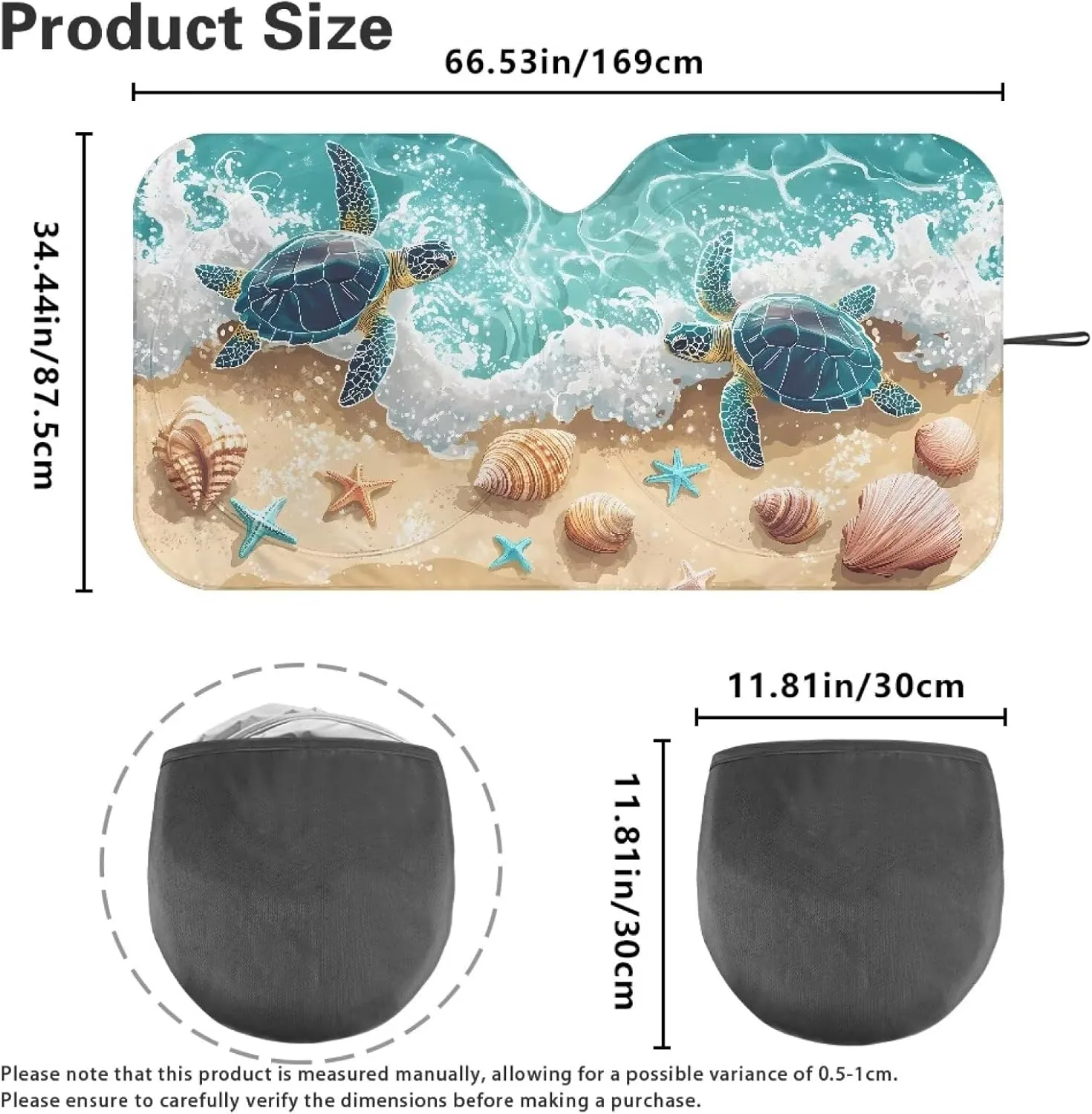 Tuoxiukan Sea Turtle Vehicle Windshield Sun Shade Foldable Automotive Window Sun Blocker Car Accessories Sun Heat UV Rays Visor Protector Protection for Universal Cars SUV Truck