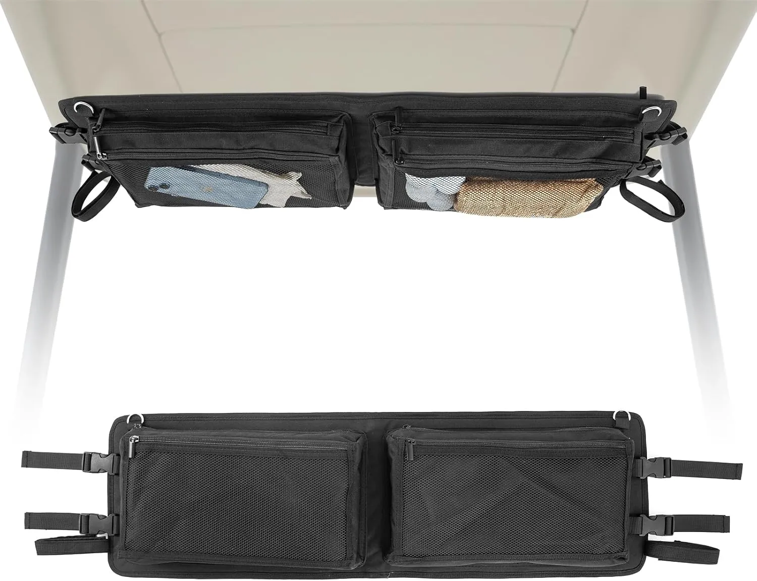 TUYUU Golf Cart Overhead Storage Bag, Compatible with Club Car Precedent, Tempo, Onward. Golf Cart Organizer Ceiling Mesh Storage Bag, Black