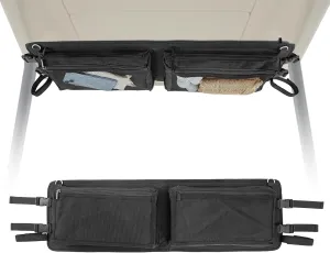 TUYUU Golf Cart Overhead Storage Bag, Compatible with Club Car Precedent, Tempo, Onward. Golf Cart Organizer Ceiling Mesh Storage Bag, Black