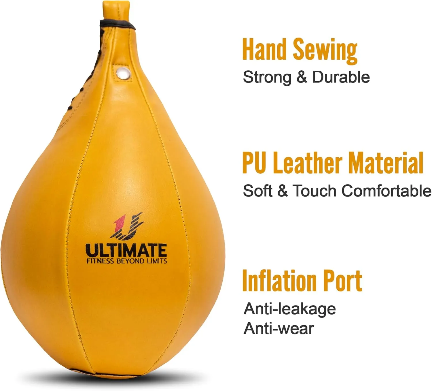 Ultimate Fitness Speed Bag - Boxing Leather MMA Muay Thai Training Punching Dodge Workout Speedball Kicking Striking Ball Kit with Hanging Swivel, Neddle, Screw Set