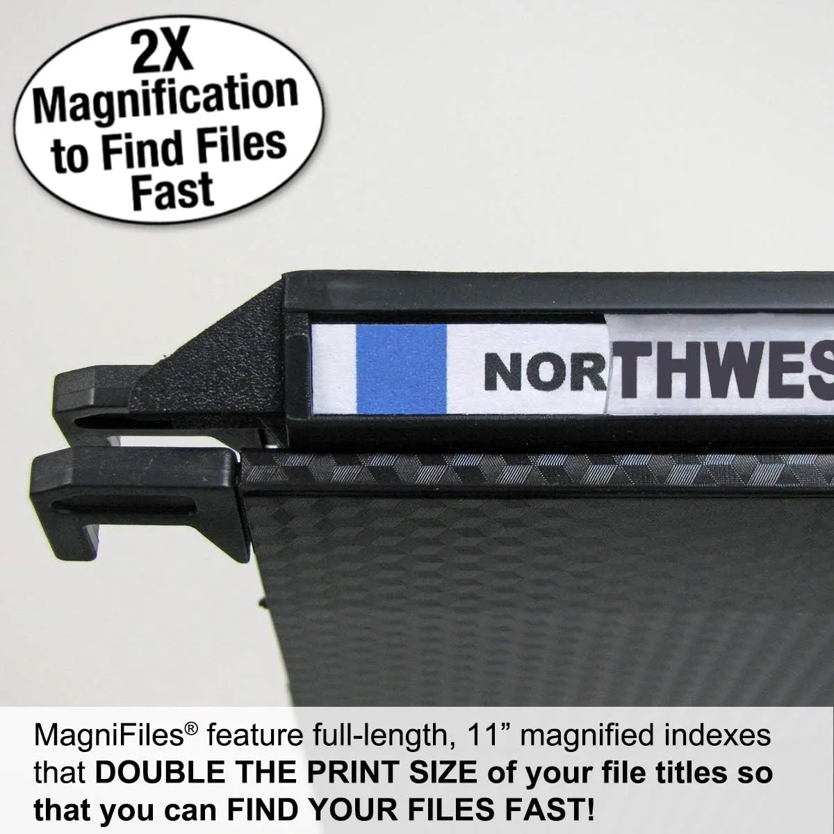Ultimate Office MagniFile Hanging File Folders V Base Letter Size with 11 inch Magnified Indexes That Double The Size of Your File Titles to Find Files Fast. (Set of 10 Black)