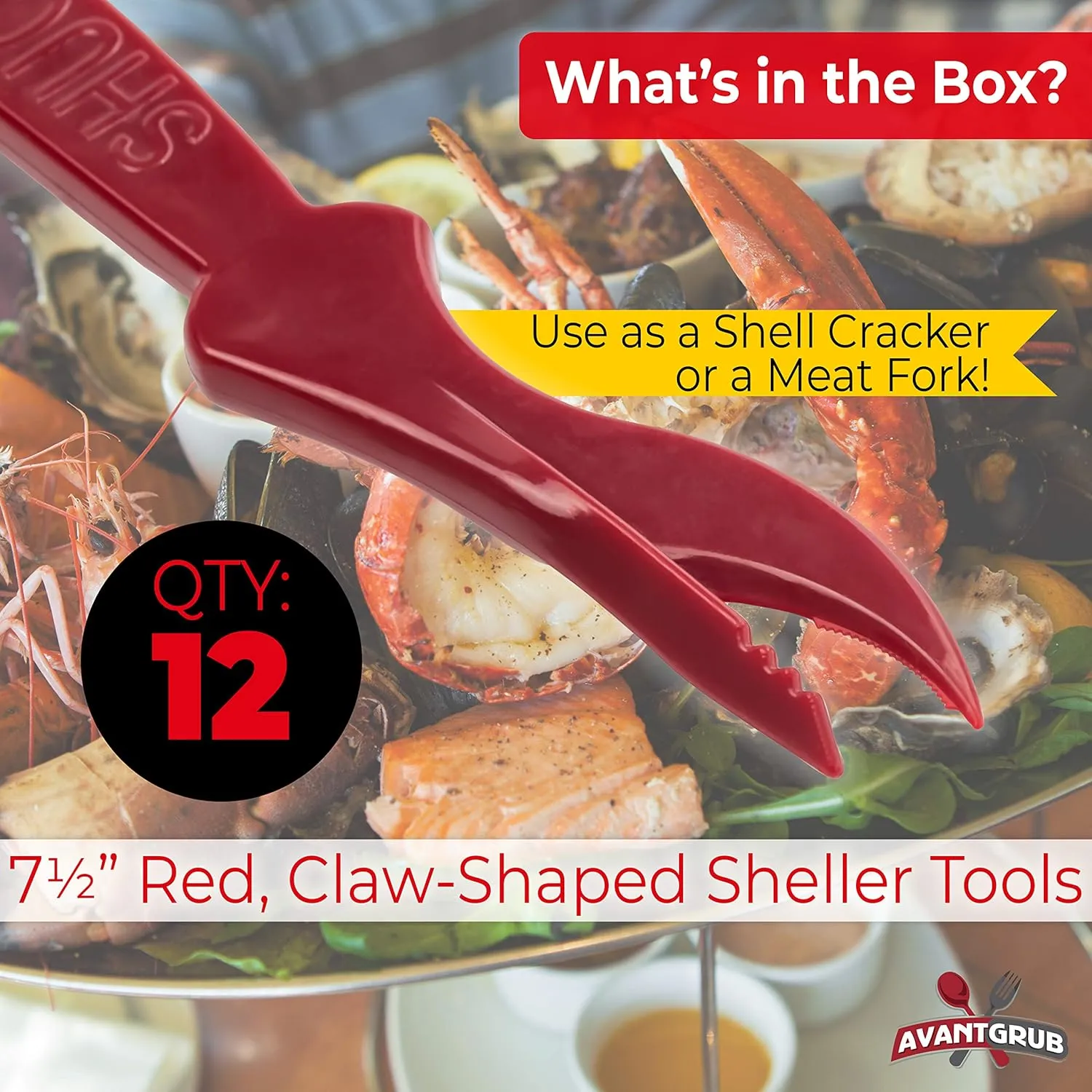 Ultra Durable, Super Easy Seafood Sheller 12 Pack. Serrated Knife Perfect for Cracking Lobster, Crab, Crawfish or Deveining Shrimp. BPA Free, Portable Utensils for Feasts, Boils and Themed Restaurants