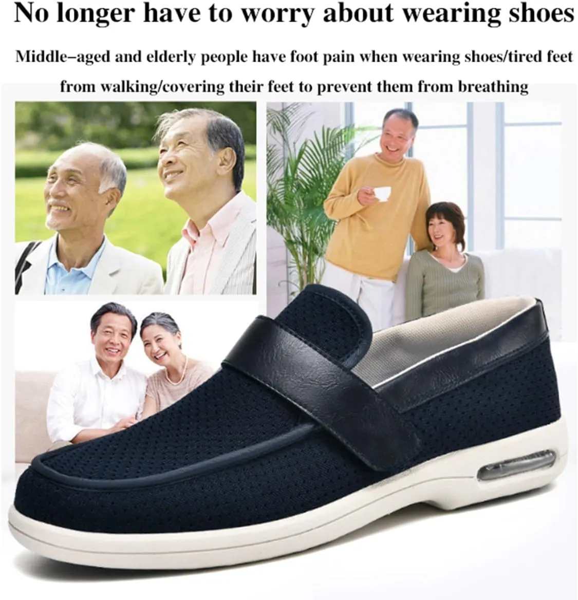 Unisex Diabetic Slippers Plantar Fasciitis Shoes for Men's Women, Adjustable Orthopedic Slippers Closure Toe Swollen Feet Slippers Ideal for Swollen, Sensitive & Problem Feet
