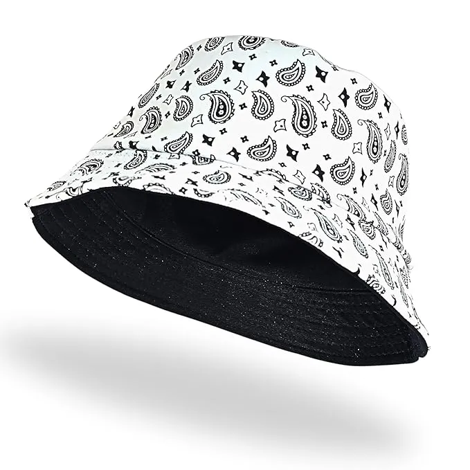 Unisex Fashion Reversible Bucket Hats | Great Looking Quality Hat | Foldable & Easy to Pack | Breathable Material | Ideal for Outdoors | Cashew Flower Pattern Caps