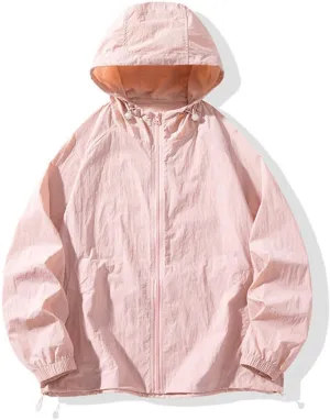 Unisex UPF50  Breathable Quick-Dry Sun Jacket - Adjustable Hood & Hem with Elastic Cuffs for Outdoors