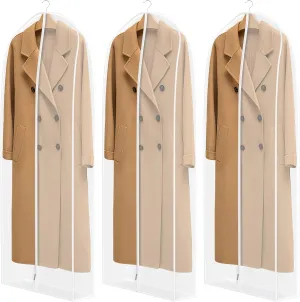 Univivi 60" Non-Smell Organza Dress Garment Bag with 7" Wide Gussted, Protect Your Clothing from Dust and Wrinkle, Set of 3