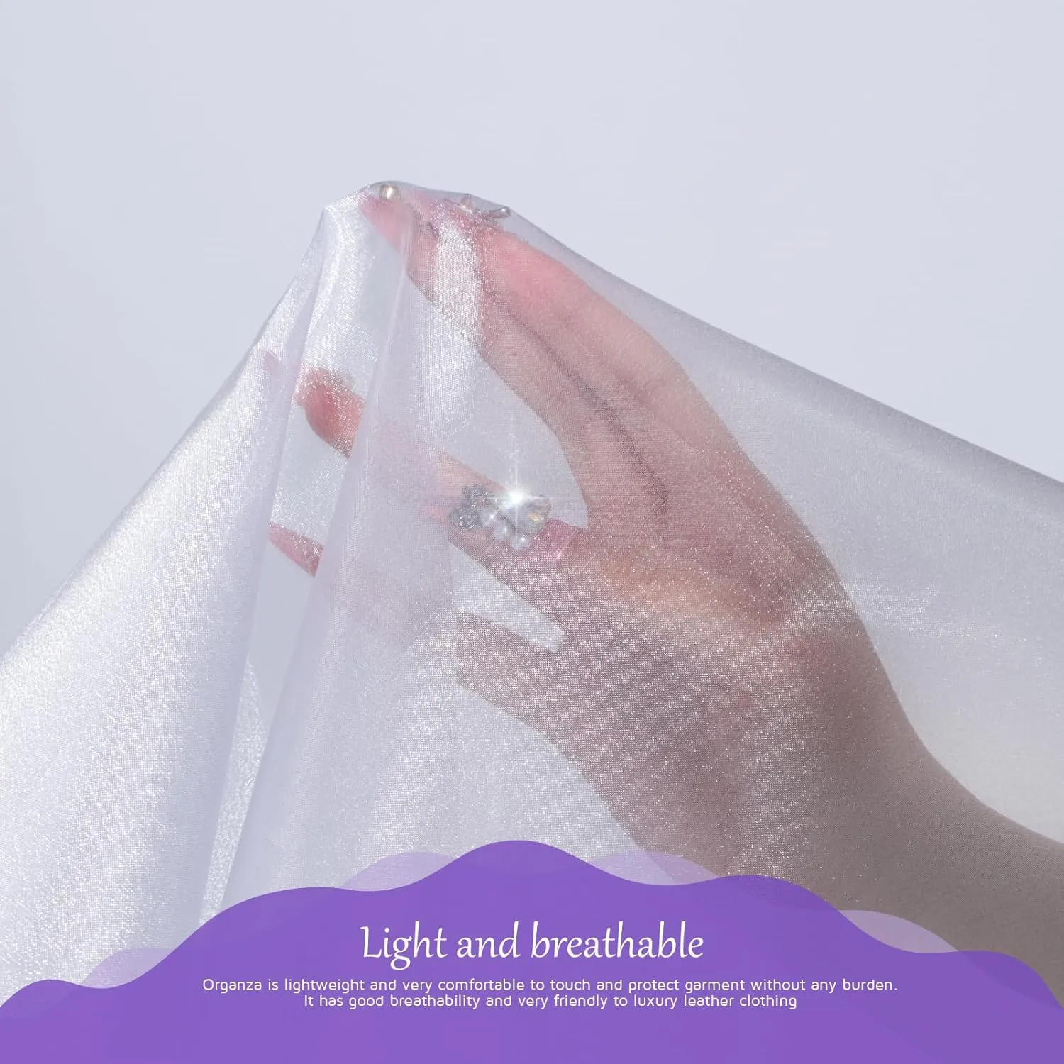 Univivi 60" Non-Smell Organza Dress Garment Bag with 7" Wide Gussted, Protect Your Clothing from Dust and Wrinkle, Set of 3