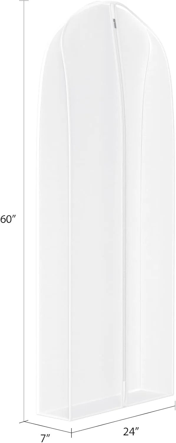 Univivi 60" Non-Smell Organza Dress Garment Bag with 7" Wide Gussted, Protect Your Clothing from Dust and Wrinkle, Set of 3