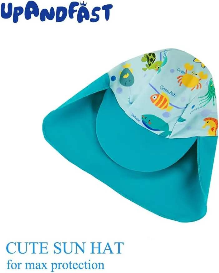 upandfast Baby/Toddler Swimsuit UPF 50  Sun Protection One Piece Zipper Bathing Suit with Sun Hat Infant Beach Swimwear