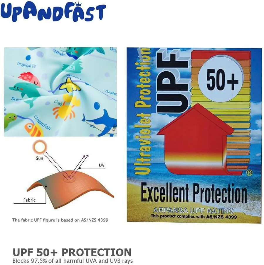 upandfast Baby/Toddler Swimsuit UPF 50  Sun Protection One Piece Zipper Bathing Suit with Sun Hat Infant Beach Swimwear