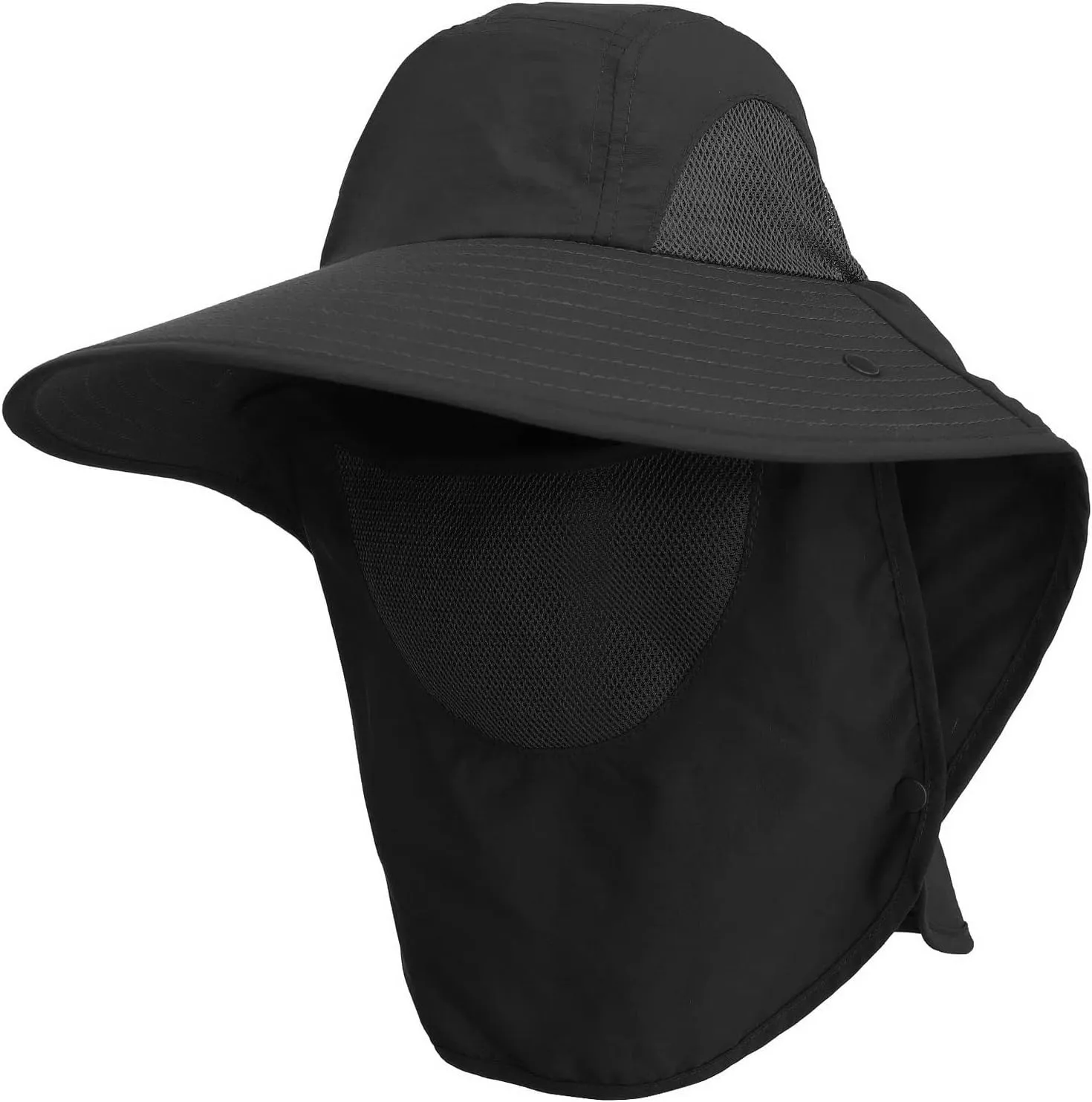 UPF 50  Fishing Hat for Mens Women Wide Brim Sun Hat with Detachable Face Cover & Neck Flap