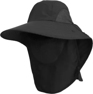 UPF 50  Fishing Hat for Mens Women Wide Brim Sun Hat with Detachable Face Cover & Neck Flap