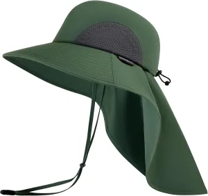 UPF 50  Foldable Sun Hats Wide Brim with Large Neck Flap for Men Women UV Protection Gardening Fishing Beach Hat