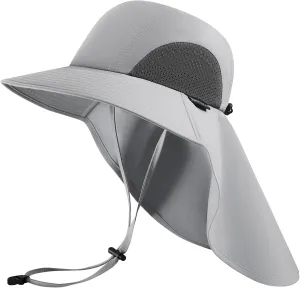 UPF 50  Foldable Sun Hats Wide Brim with Large Neck Flap for Men Women UV Protection Gardening Fishing Beach Hat
