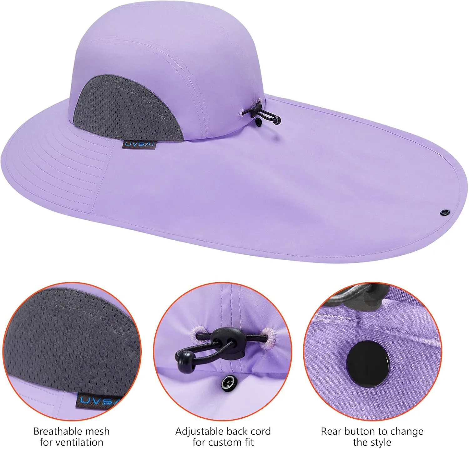 UPF 50  Foldable Sun Hats Wide Brim with Large Neck Flap for Men Women UV Protection Gardening Fishing Beach Hat