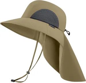 UPF 50  Foldable Sun Hats Wide Brim with Large Neck Flap for Men Women UV Protection Gardening Fishing Beach Hat